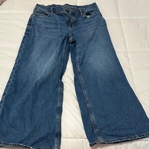 American Eagle Outfitters Women's Dark Blue Wide Leg Jeans